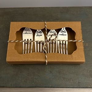 NEW Mud Pie pewter cheese marker forks.